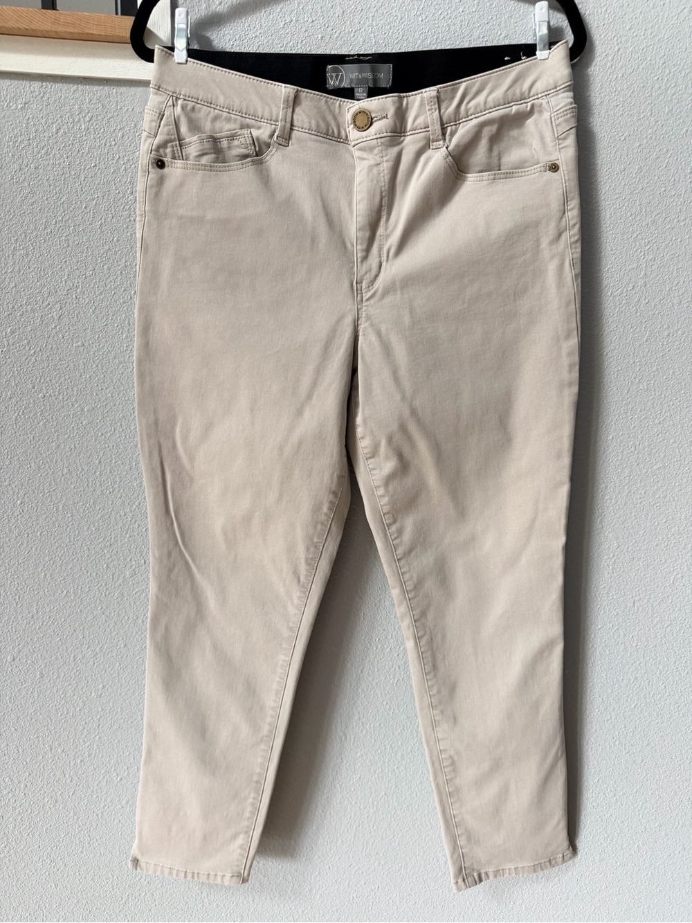 Wit & Wisdom Ab"Solution Ankle Skimmer Cropped Pants Khaki Beige Size
